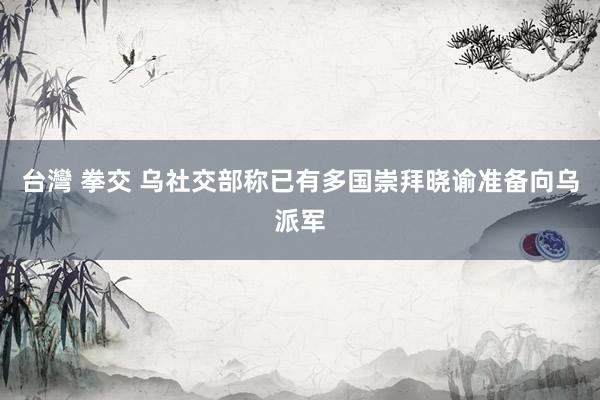 台灣 拳交 乌社交部称已有多国崇拜晓谕准备向乌派军